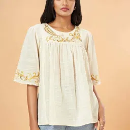 Marigold Lane Off-White Embroidered Top image 1