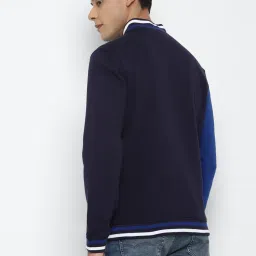 Allen Solly Navy & Blue Cotton Regular Fit Colour Block SweatShirt image 2