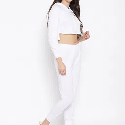 iki chic Women White Solid Top with Joggers image 3