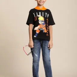 Kidsville Naruto Printed Black Tshirt For Boys image 4