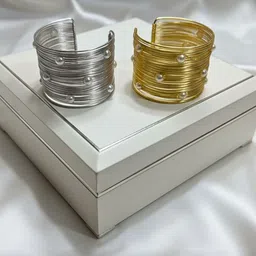 Anouk Women Pearls Gold-Plated Cuff Bracelet-image-85