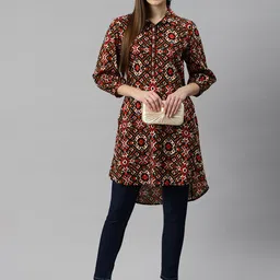 Nayam By Lakshita Viscose Rayon Shirt Collar Printed Tunic image 2