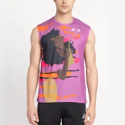 Adidas Purple Regular Fit Printed Tank Tee image 1