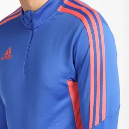 Adidas Blue Slim Fit Striped Sports Jacket image 4