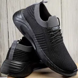 Asian Men's Black Running Shoes-image-65