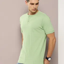 Dillinger Green Regular Fit Henley T-Shirt image 1