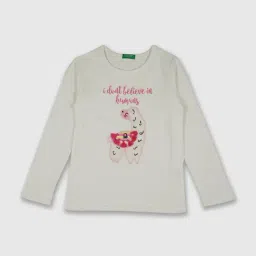 United Colors of Benetton Kids Off White Cotton Printed T-Shirt-picture-19