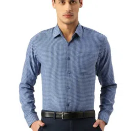 Jainish Blue Cotton Regular Fit Checks Shirt-picture-11
