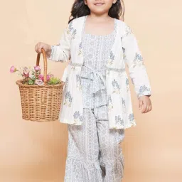 AJ Dezines Kids Grey Cotton Printed Kurta Set image 4