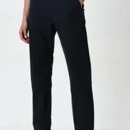 Ascot by Westside Navy Solid Relaxed-Fit Mid-Rise Cotton-Blend Chinos-image-0