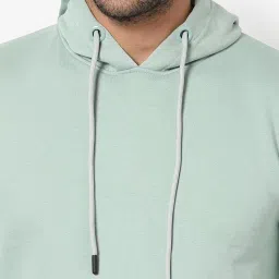 Campus Sutra Sea Green & Blue Cotton Regular Fit Hooded Sweatshirt image 4