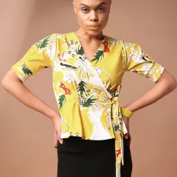 PURVAJA Yellow Printed Top image 1