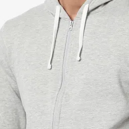 Campus Sutra Grey Cotton Regular Fit Hooded Sweatshirt image 4