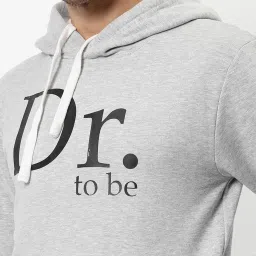 Campus Sutra Grey Cotton Regular Fit Printed Hooded Sweatshirt image 4