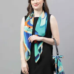 Tossido Blue Printed Scarf & Bag Scarf Set image 4