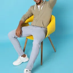 Campus Sutra Light Olive Cotton Regular Fit Hooded Sweatshirt image 4