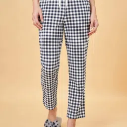 Dreamz by Pantaloons White & Black Cotton Chequered Pyjamas image 1