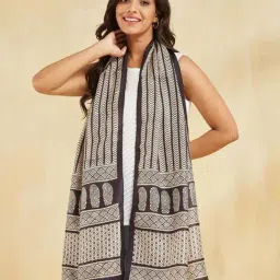 Fabindia Beige Regular Fit Printed Stole image 4