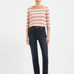 Levi's 724 Dark Blue Straight Fit High Rise Jeans image 4