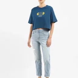 Levi's 724 Light Blue Distressed Straight Fit High Rise Jeans image 4