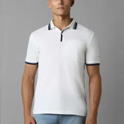 Louis Philippe Sport White Cotton Slim Fit Self Pattern Polo T-Shirt image 1
