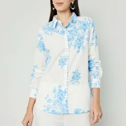 Melange by Lifestyle Blue Cotton Printed Shirt image 1