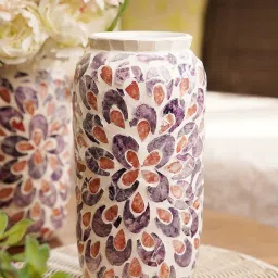 Pure Home and Living Pink & Purple Mother of Pearl Vase image 1