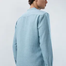 HERE&NOW Band Collar Roll-Up Sleeves Straight Kurta image 3