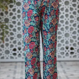 Rain and Rainbow Blue Cotton Printed Kurti Pant Set image 4