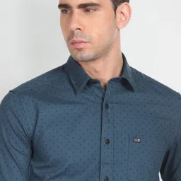 Arrow Sport Blue Cotton Slim Fit Printed Shirt image 4