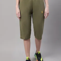 Vimal Jonney Olive & Grey Melange Mid Rise Capris - Pack of 2 image 4