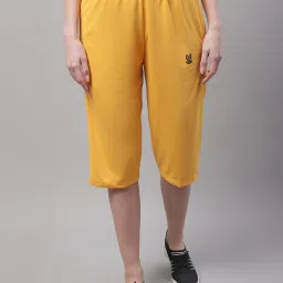 Vimal Jonney Yellow & Light Green Mid Rise Capris - Pack of 2 image 4