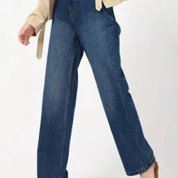 Bewakoof Blue Cotton Straight Fit Jeans image 1