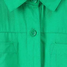 Ed-a-Mamma Kids Green Cotton Regular Fit Dress image 4