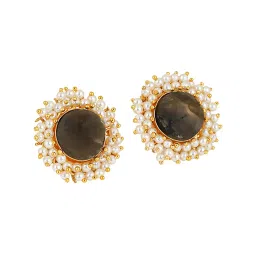 Teejh Roop Matte Black Druzy Stone Stud Earrings image 4