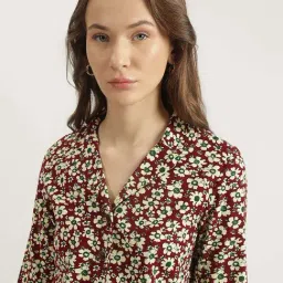 Iconic Maroon & Beige Cotton Printed Blazer image 4