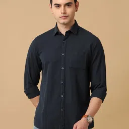 CAVALLO by Linen Club Navy Contemporary Fit Shirt image 1