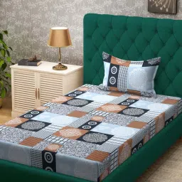 Klotthe Sky Blue 300 TC Polycotton Single Bedsheet with Pillow Cover image 1