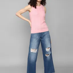 Allen Solly Blue Cotton Distressed Mid Rise Jeans image 4