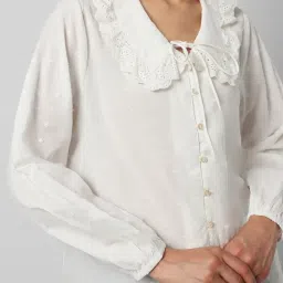 Van Heusen White Cotton Embroidered Top image 4