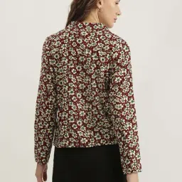 Iconic Maroon & Beige Cotton Printed Blazer image 2