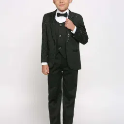 Kids Island Boys Green & White Embroidery Full Sleeves Suit Set image 1