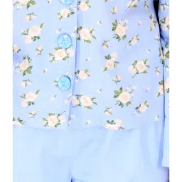 Cutecumber Kids Blue Floral Print Full Sleeves Shirt with Pyjamas image 4