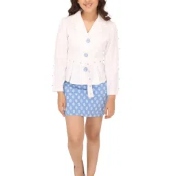 Cutecumber Kids White & Blue Solid Full Sleeves Shirt with Skirt image 4