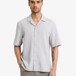 Rare Rabbit Grey Flared Fit Striped Shirt image 1