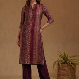 Soch Wine Muslin Printed Kurti image 1