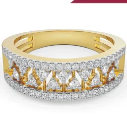 Emori 18k Yellow Gold & Diamond Clustered Broad Band Ring image 1