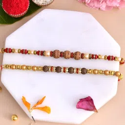 Aapno Rajasthan Set of 2 Brown Beaded Rakhi image 1