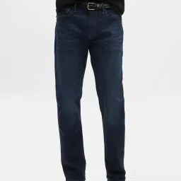 GAP Navy Cotton Regular Fit Solid Jeans image 1