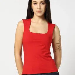 GAP Red Slim Fit Solid Top image 1